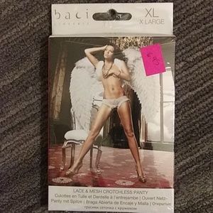 Lace and mesh crotchless panty